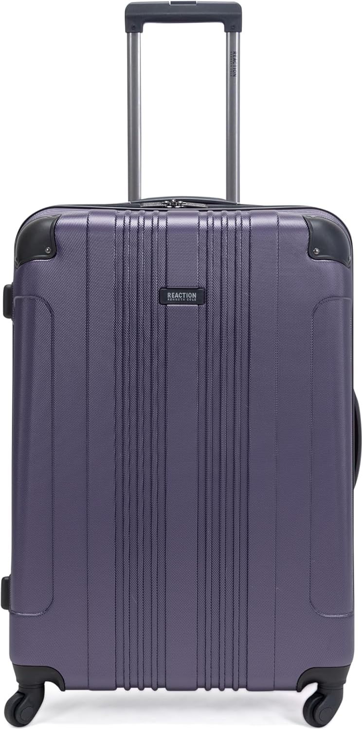 Kenneth Cole REACTION Out of Bounds Lightweight Hardshell 4-Wheel Spinner Luggage, Smokey Purple, 28-Inch Checked