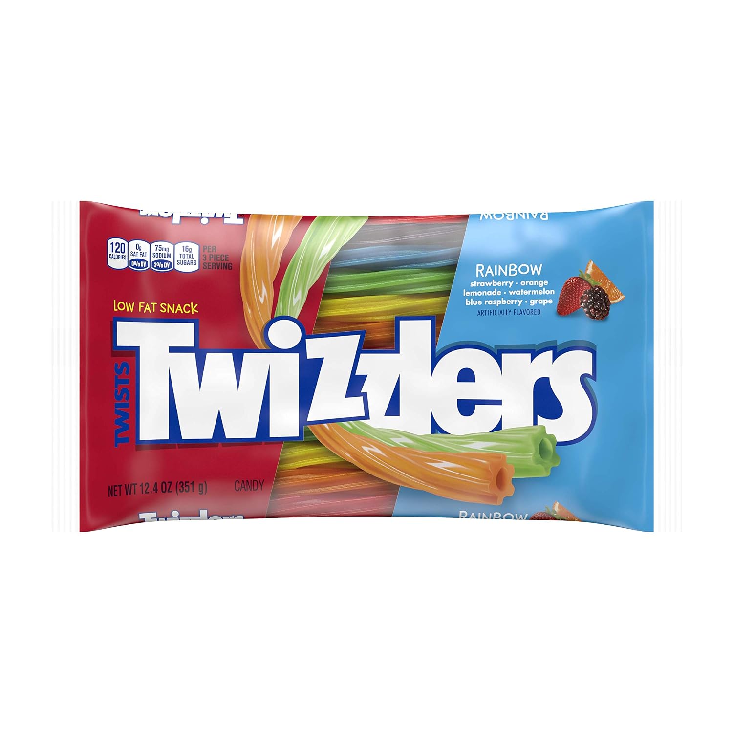 TWIZZLERS Twists Rainbow Flavored Licorice Style, Chewy Candy Bag, 12.4 oz