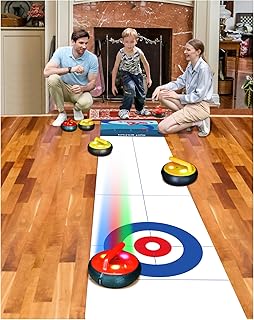 Air-Powered Curling Set – Indoor Floating Stones with Curling Mat, Fun Family Game for 2 Players, Easy Setup & Competitive Play