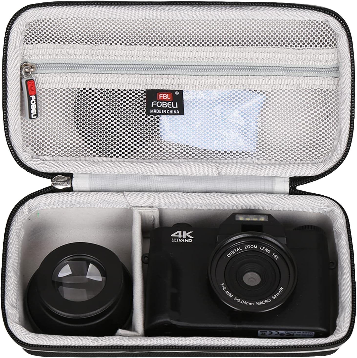 FBLFOBELI 4K Digital Camera Case for Femivo/VETEK/IWEUKJLO/VJIANGER/WIKICO/OIEXI/Duluvulu/TEBNGIHNM/zheozeig/Oiadek 4K Digital Camera, Camera Storage for Lens, Cable, Batteries and Other Accessorie