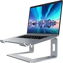 SOUNDANCE Laptop Stand, Aluminum Computer Riser, Ergonomic Laptops Elevator for Desk, Metal Holder Compatible with 10 to 15.6 Inches Notebook Computer, Silver