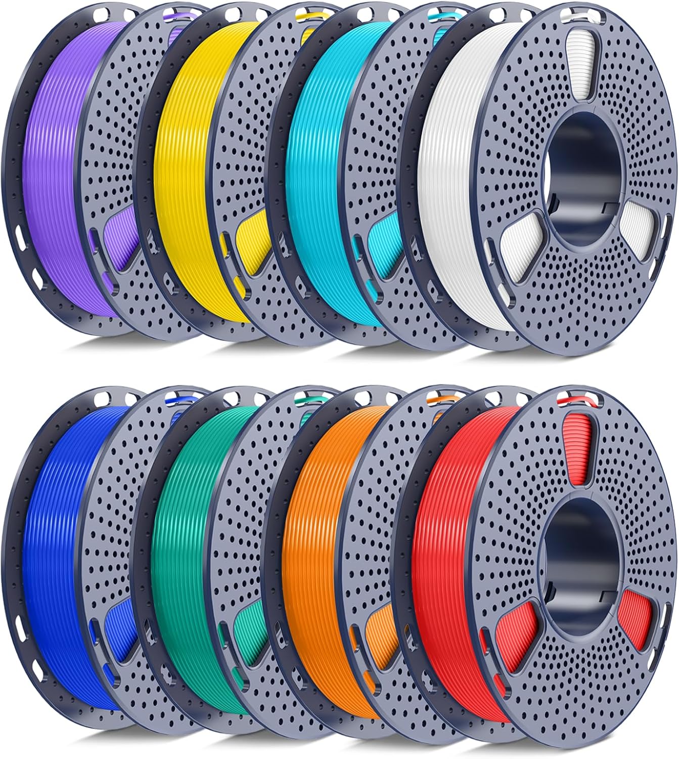 SUNLU PLA Filament 1.75mm, 250g Spool Bundle, 3D Printer Filament | Beginner Friendly Multicolor Bundle, Easy Printing, 8 Rolls, White+Red+Orange+Yellow+Green+Blue+Cyan+Purple