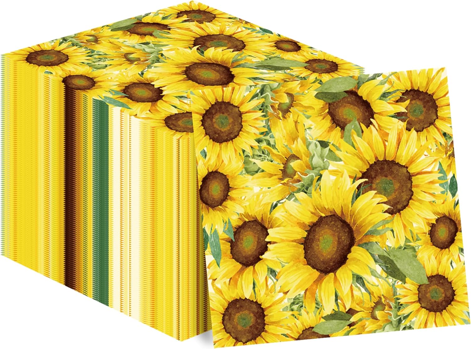 80Pcs Sunflower Paper Napkins Sunflower Disposable Party Napkins Set Sunflower Paper Luncheon Napkins Sunflower Theme Party Supplies for Sunflower Themed Parties, 6.5 Inch