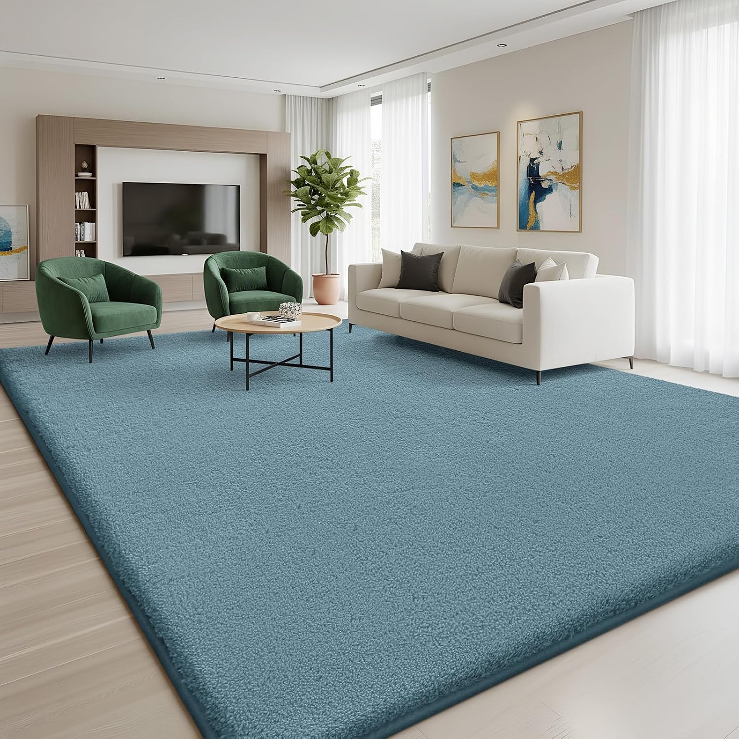Homaxy Modern Rugs Living Room Non-Slip Carpet, 120x160 cm, Haze Blue