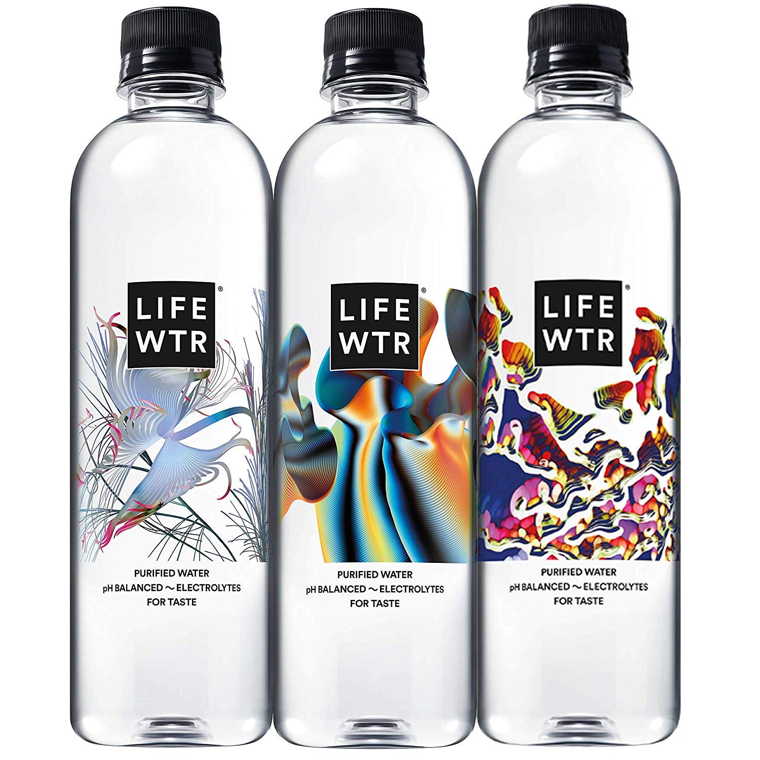 LIFEWTR Premium Purified Water pH Balanced with Electrolytes, 100% recycled plastic bottles, 16.9 Fl Oz Bottles, 500ml (Pack of 12)