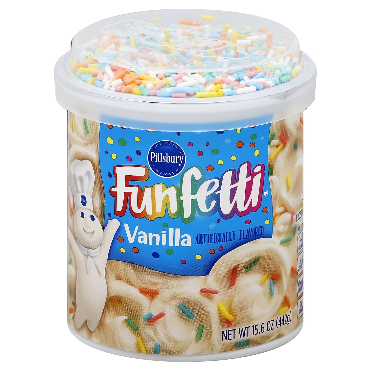 Pillsbury Funfetti Frosting, Vanilla, 15.6 oz
