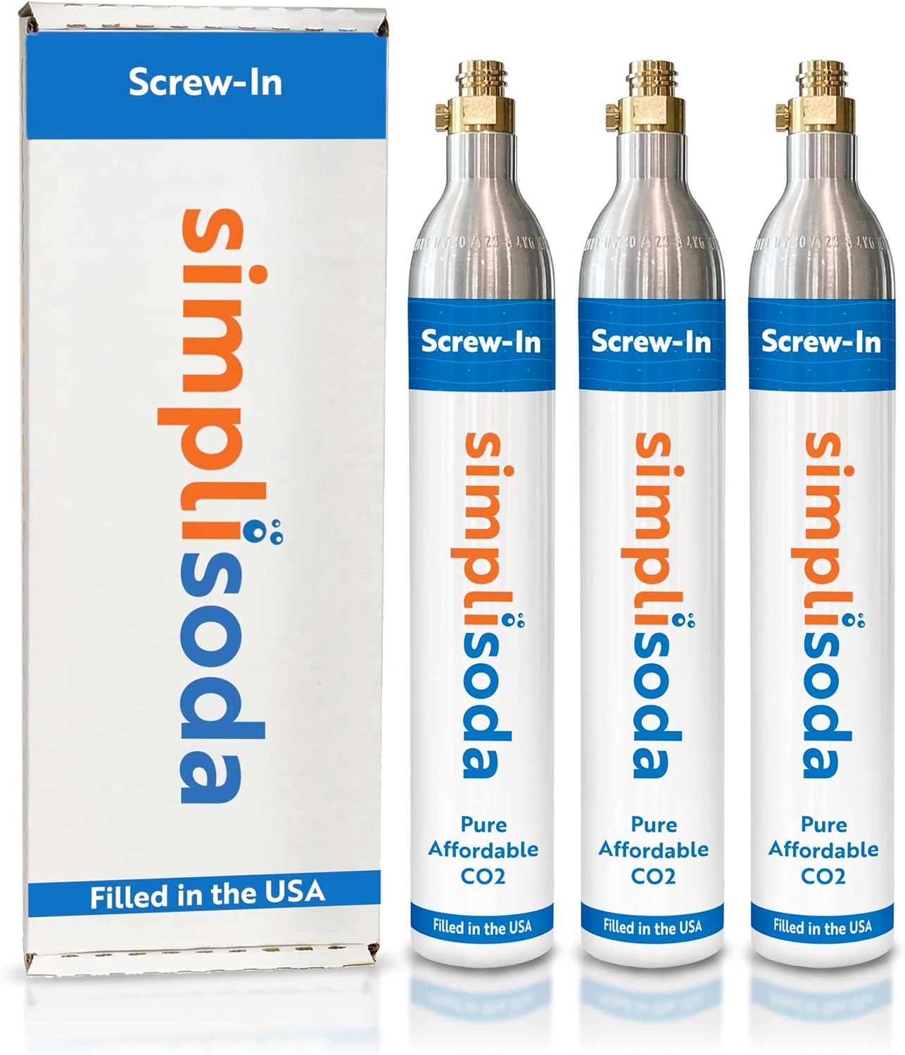 60L CO2 Canister Cylinders - Compatible w/Sodastream BLUE Screw-In Only, Ninja Thirsti, Philips, and More - Threaded Style Soda Streaming Machine CO2 Tanks Gas Refill, | 14.5 oz, Set of 3