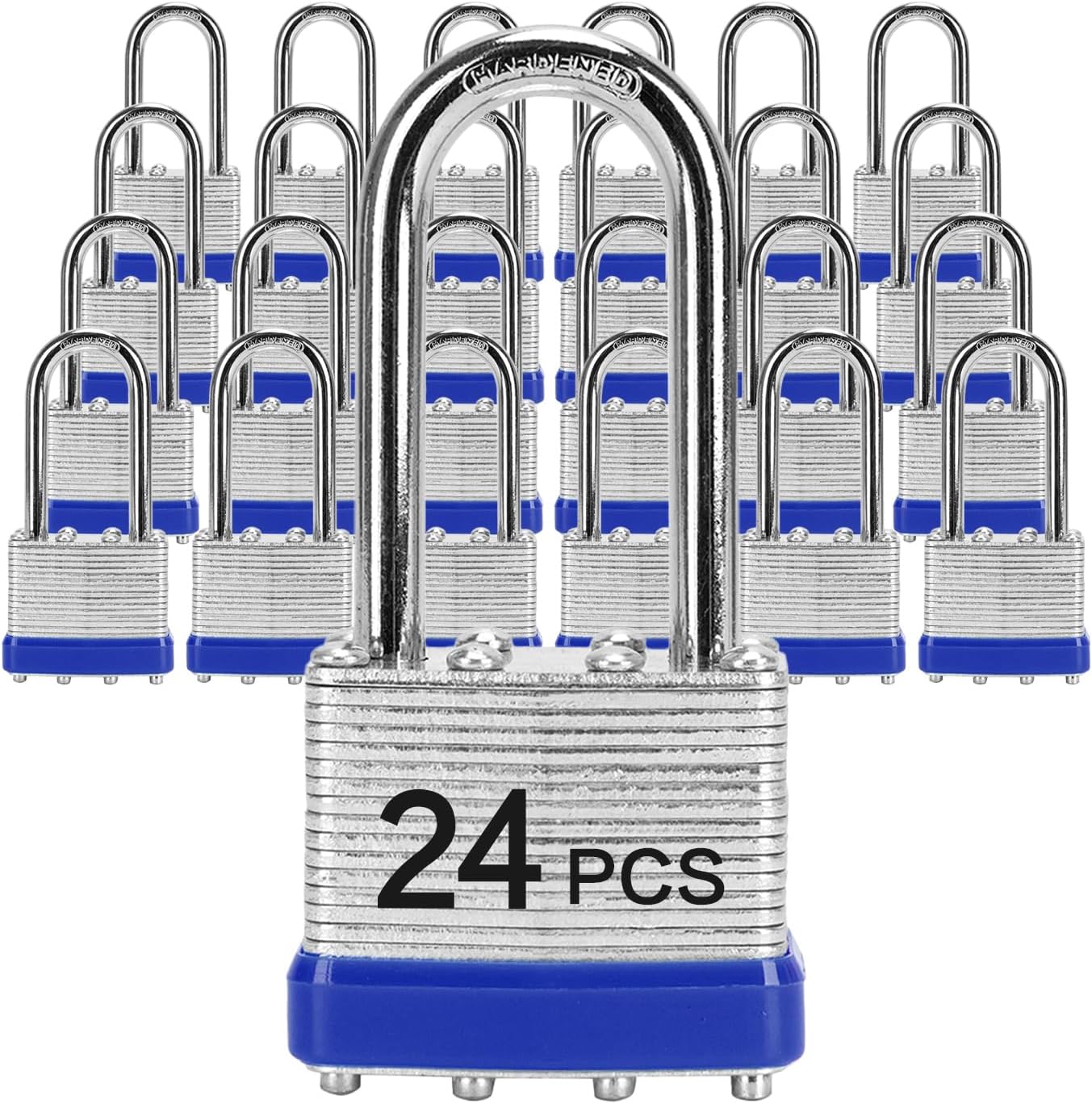 Padlocks with Same Key, LQYN 24 Pcs Laminated Steel Padlock (1-9/16", 40mm)