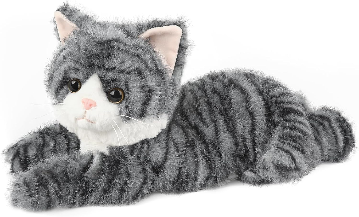 Grey Tabby Cat Stuffed Animals, Microwavable Stuffed Animal Adorable Fluffy Plush for Warmth & Comfort, Heatable & Coolable Lavender Scent Cat Toys, Cute Soft Plushie Cat Gifts for Kids & Adults