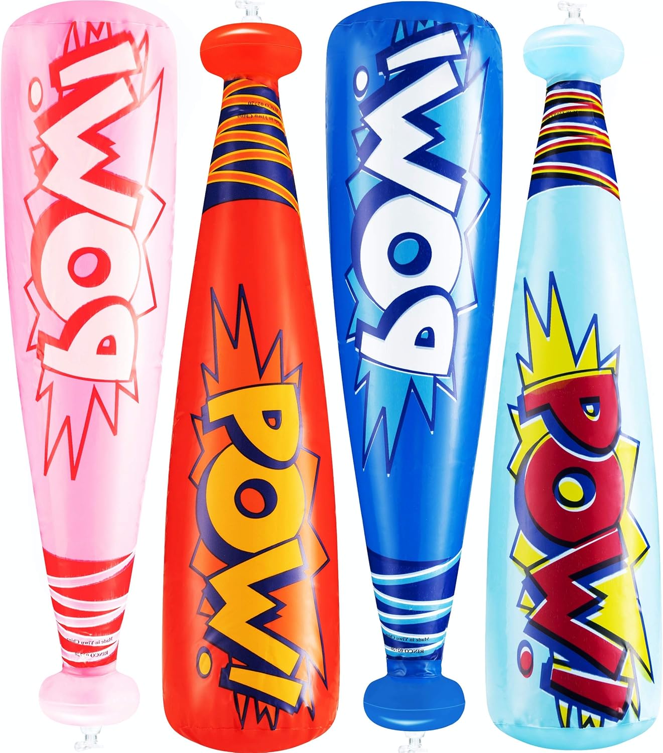 Bedwina Pow Inflatable Baseball Bat - (Pack of 12) 20 Inch Inflatable Toy Bat, Carnival Prizes, Baseball Party Favors Goodie Bag Stuffers, Decorations Party Prizes for Kids