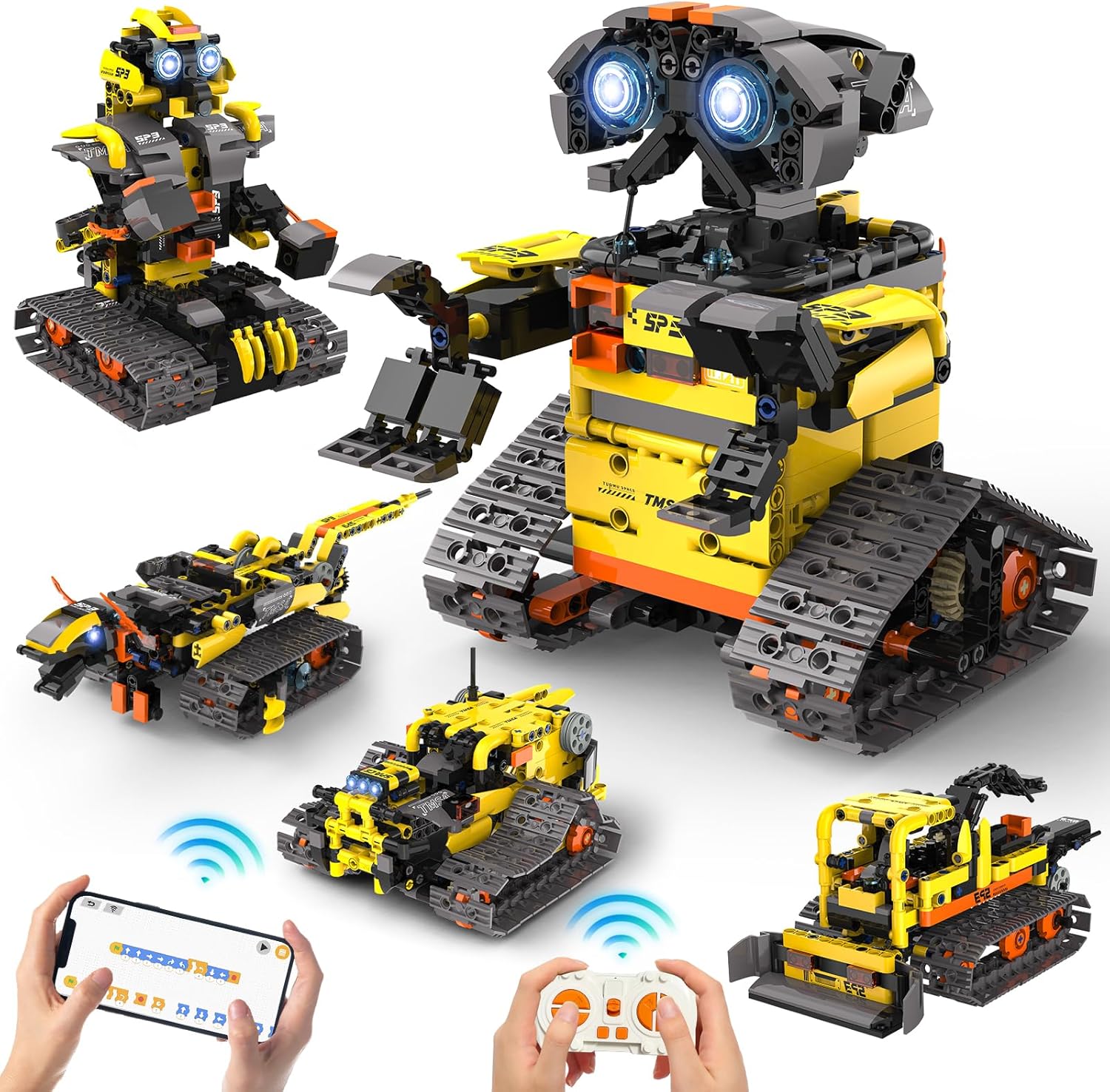 AYIQUTY Technic Remote Control Robot Toys Building Sets, 5-IN-1 RC Robot and Car, Remote and App Controlled Building Kit for Kids, STEM Technic Boy Toys Gift Age 8-12 13 14 15+