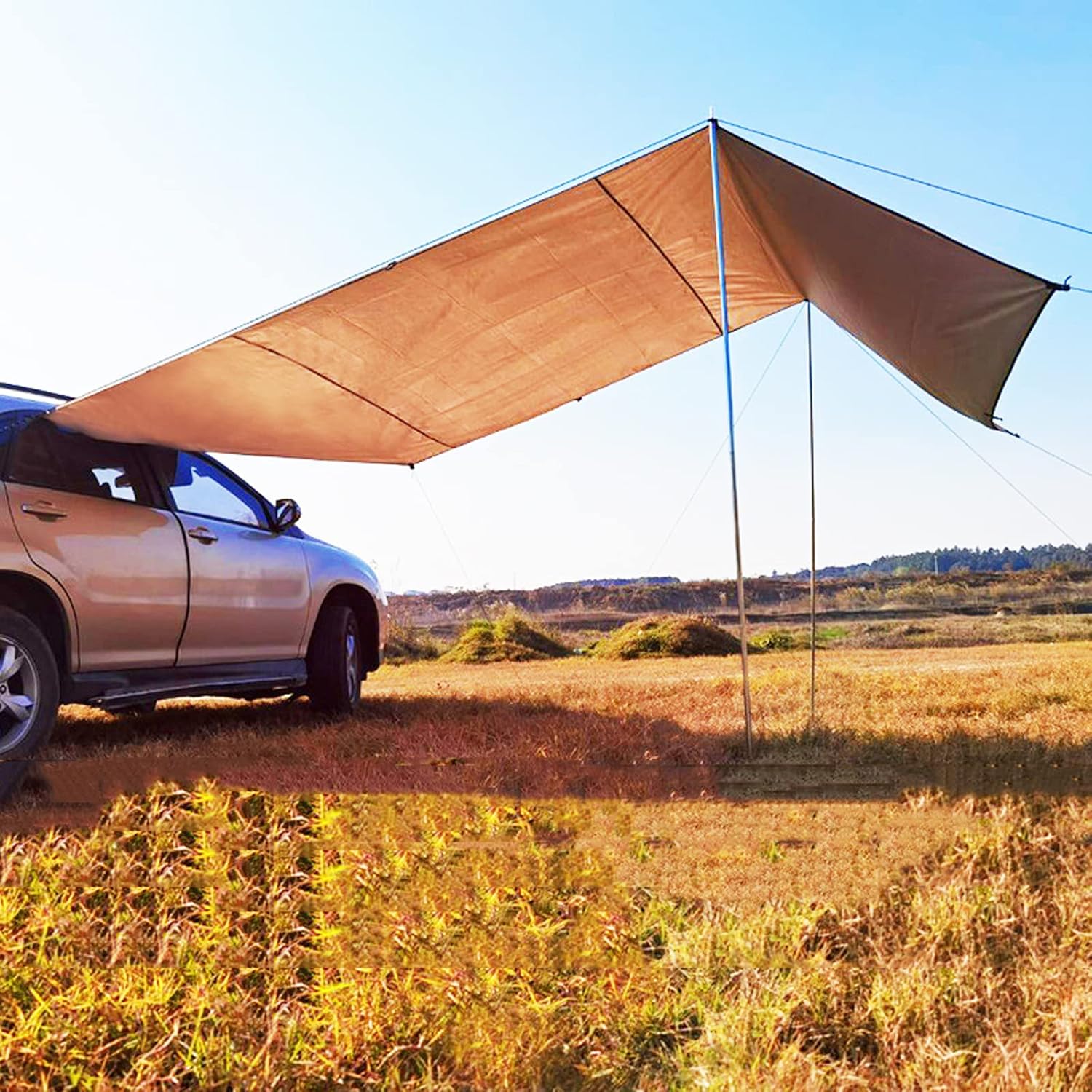 YUJIANHUAA Car Tent Camping Awning Canopy,Tailgate Awning Tent,Car Boot Tent SUV,Tailgate Attachement Tent,Protects Against Sun and Rain,for Camping,Hiking and Fishing (300x150cm(118"x59"))