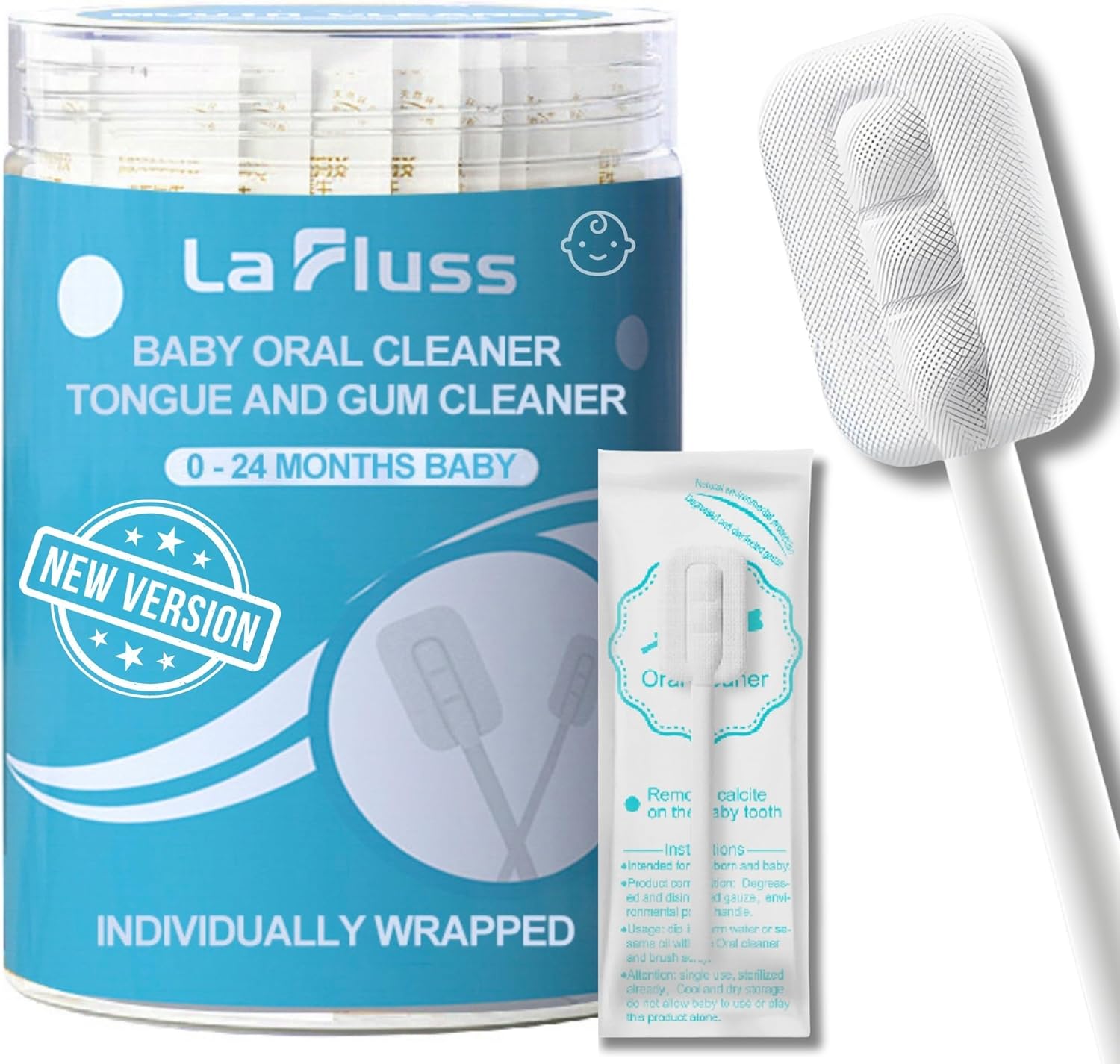 Baby Oral Cleaner 30 pcs, Tongue Cleaner for Newborn, Gum Cleaner, Infant Dental Care from 0 to 24 Months