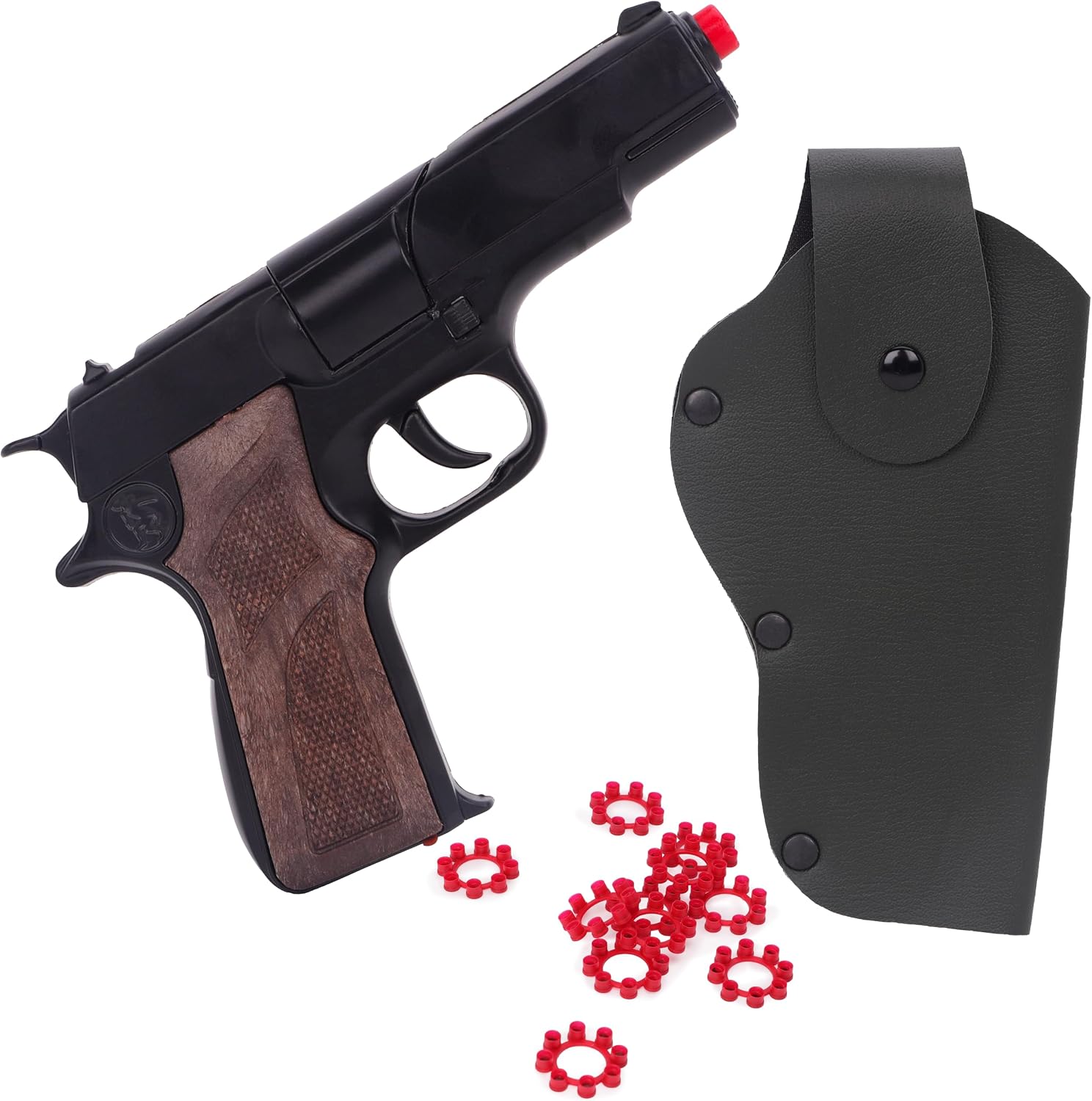 Toyland® 17cm (7”) Black Die-Cast Metal Command Toy Shot Gun with Holster - 8 Shot Cap Gun With 96 Shots Included - Action Role Play Pistol Set for Kids - Fancy Dress Accessories - Ages 3+