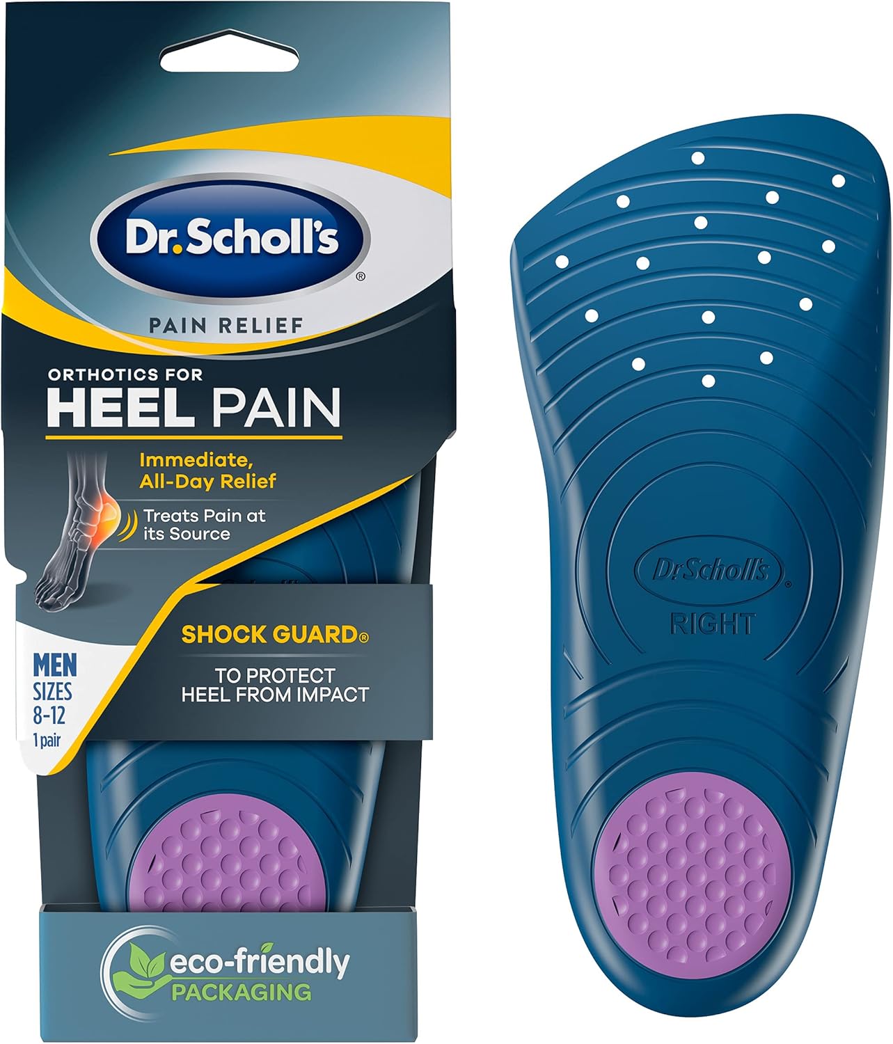 Dr. Scholl’s Heel Pain Relief Orthotics // Clinically Proven to Relieve Plantar Fasciitis, Heel Spurs and General Heel Aggravation (for Men's 8-12, Also Available for Women's 5-12)
