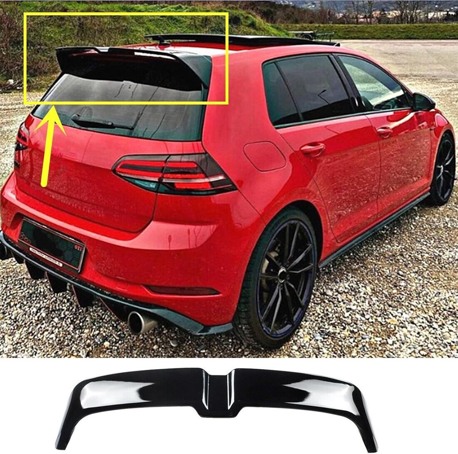 Gloss Black Rear Window Roof Top Spoiler Lip Wing Fit for Compatible with Volkswagen VW GTI/R MK7 MK7.5 2015-2021 Accessories