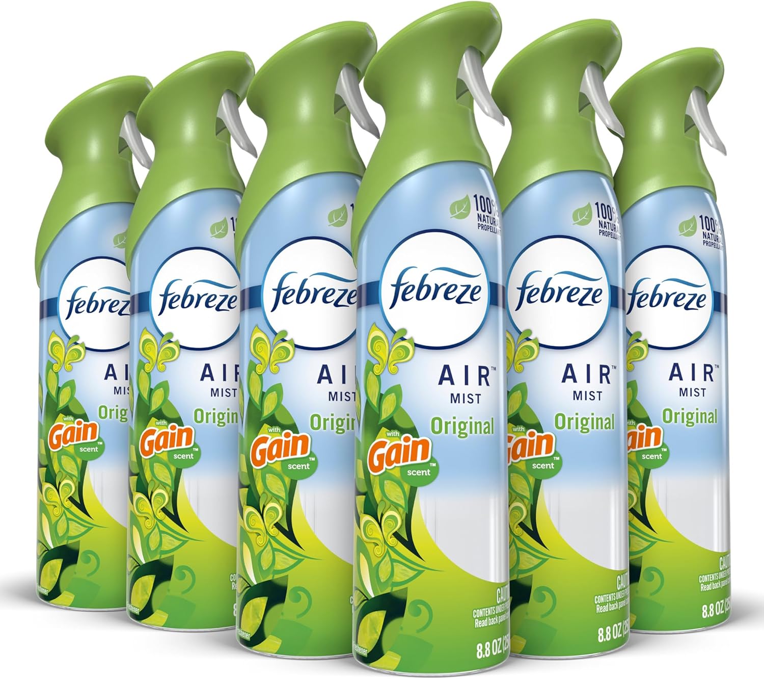 Febreze Air Mist Air Freshener Spray, Odor-Fighting Room Spray, Air Fresheners for Home and Bathroom and Kitchen, Aerosol Can, Gain Original Scent, 8.8oz, 6 Count