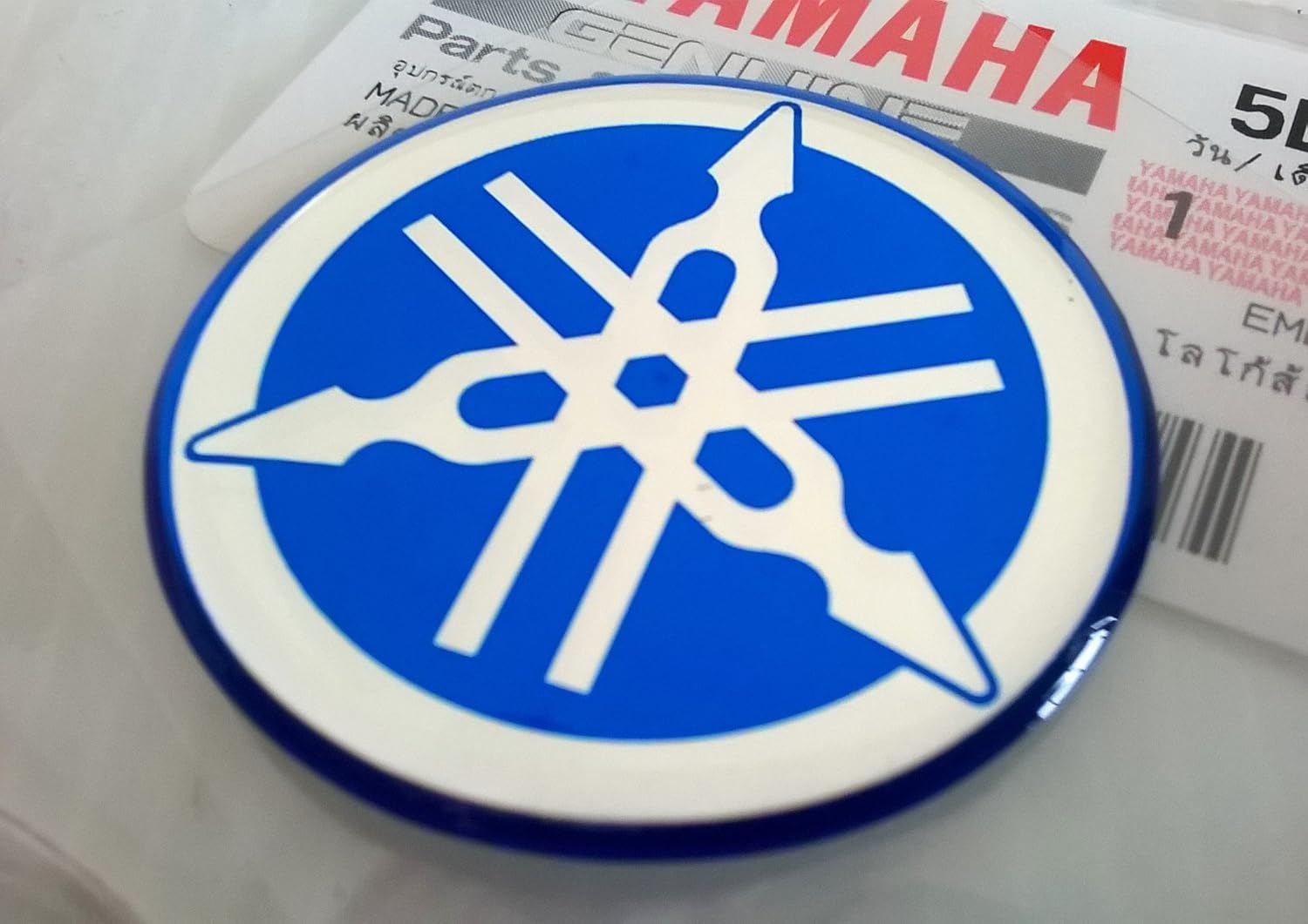 Yamaha 5LN-F313B-09-BU - Genuine 40MM Diameter Tuning Fork Decal Sticker Emblem Logo Blue Raised Domed Gel Resin Self Adhesive Motorcycle/Jet Ski/ATV/Snowmobile