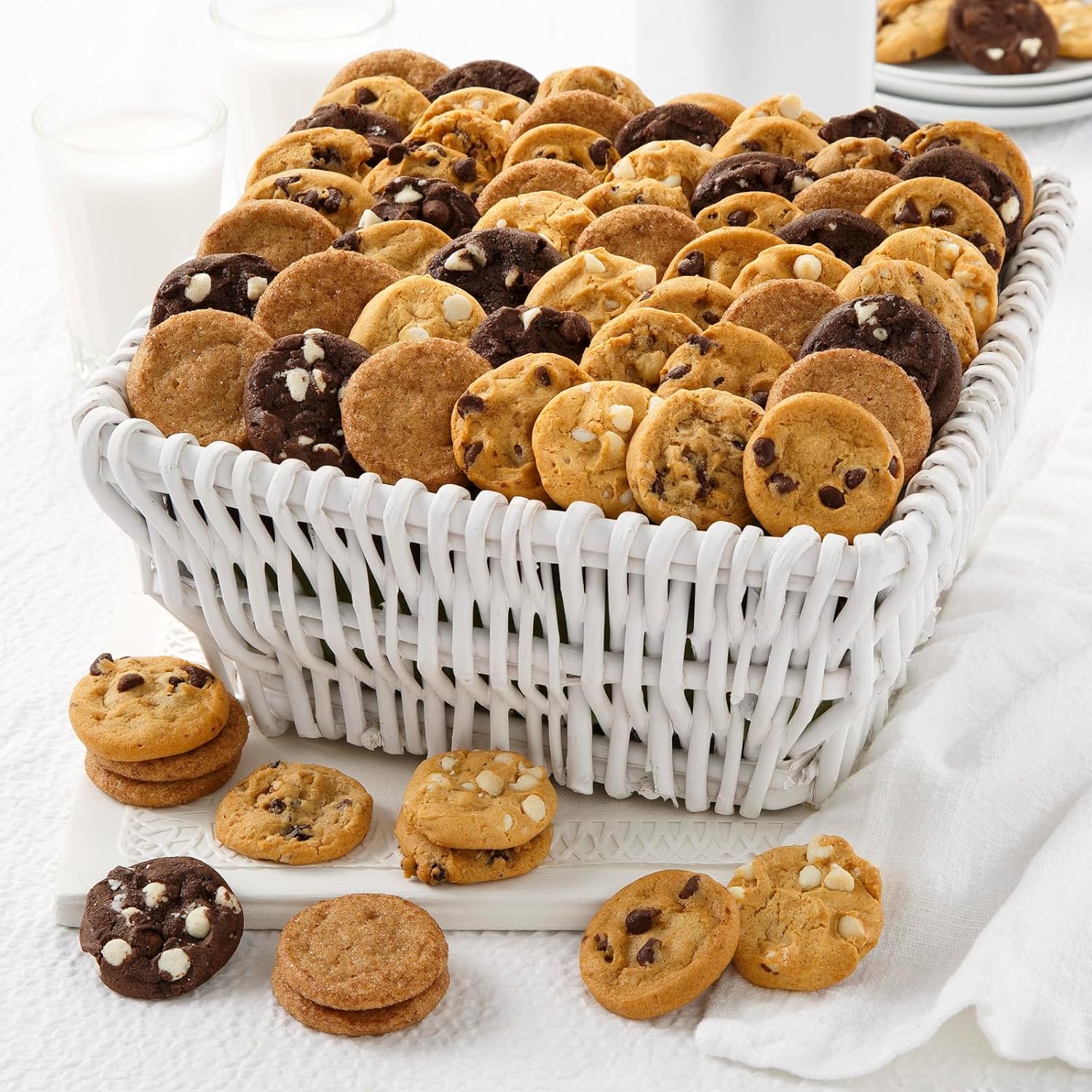 Mrs. Fields Classic White 72 Nibblers Bite-Sized Cookie Basket - Assorted with 72 Nibblers Bite-Sized Cookies in our 5 Classic Cookie Flavors