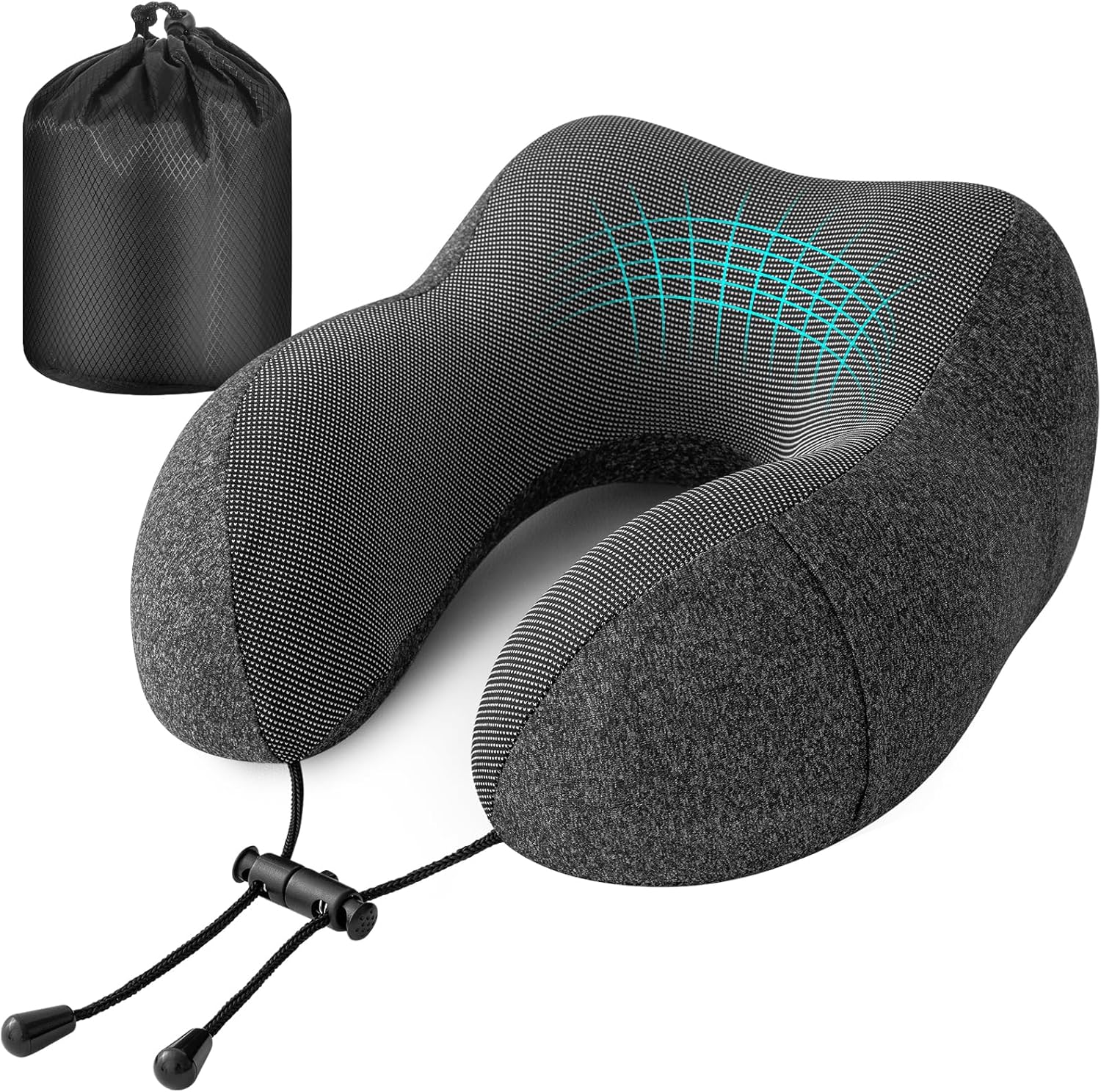 Jiancrate Travel Pillow for Airplane, Neck Pillow for Travel, Memory Foam Travel Neck Pillow for Adults, Soft & Lightweight Flight Pillow, Ergonomic Neck Cushion With Carry Bag