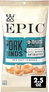 EPIC Sea Salt + Vinegar Oven Baked Pork Rinds, Keto Friendly, 2.5 oz