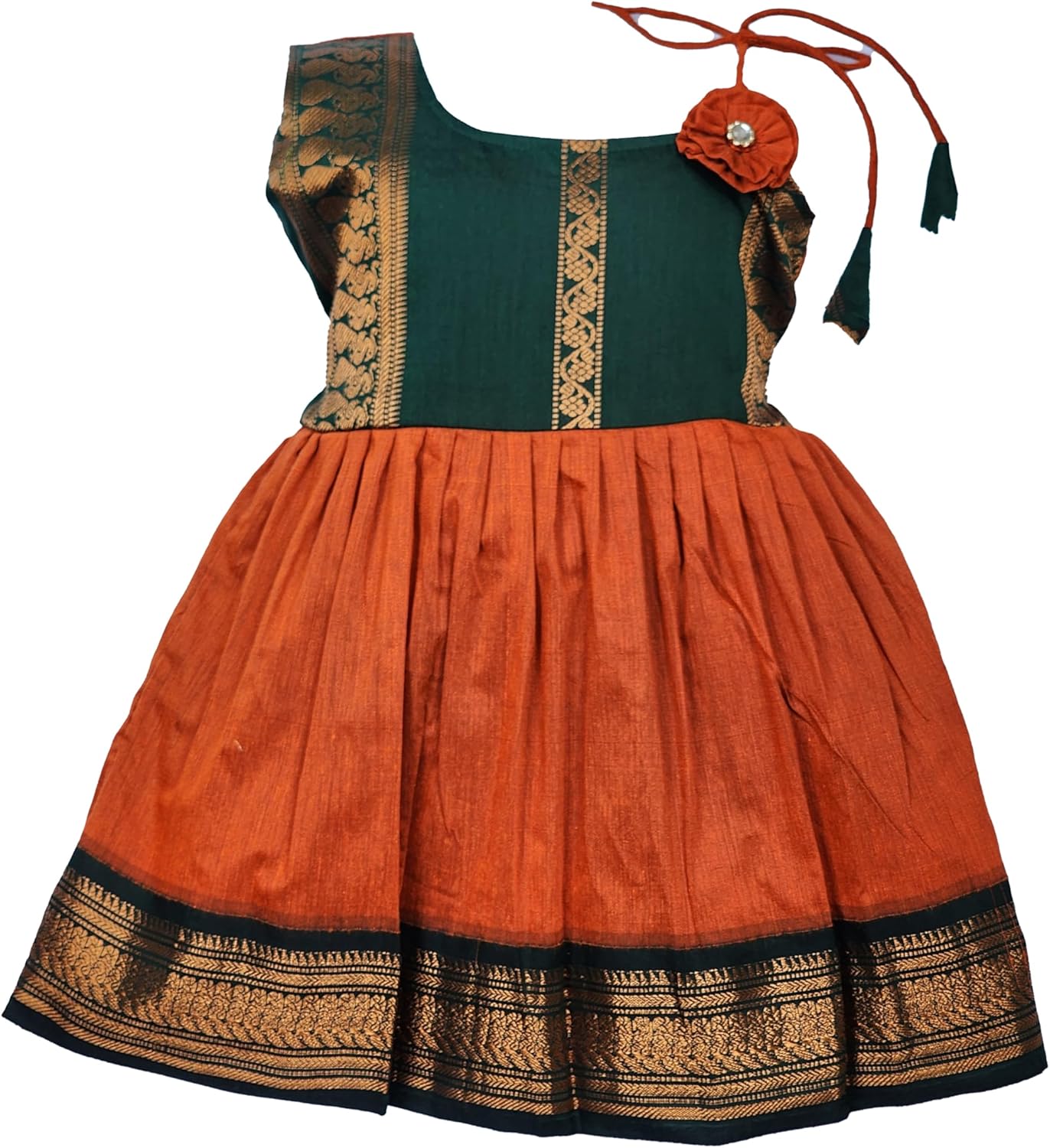 Girl's Traditional Ethnic Wear Kalyani Cotton Flower Knot Frock