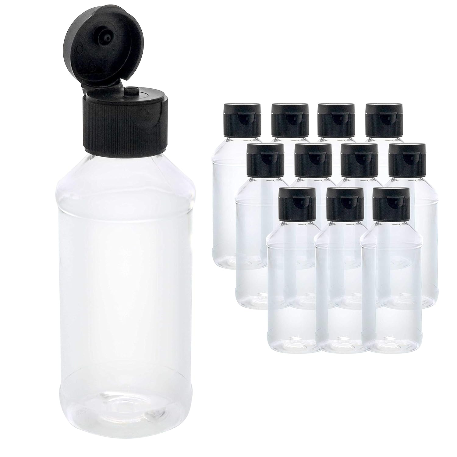 U.S. Art Supply 4 ounce Squeeze PET Plastic Bottles with Flip Cap - BPA-free, food safe, medical grade plastic, acrylic pouring paint Great For Hand Sanitizer (Pack of 12)