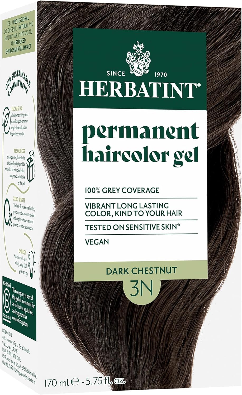 (2 Pack) - Herbatint - Dark Chestnut Hair Colour | 120ml | 2 PACK BUNDLE