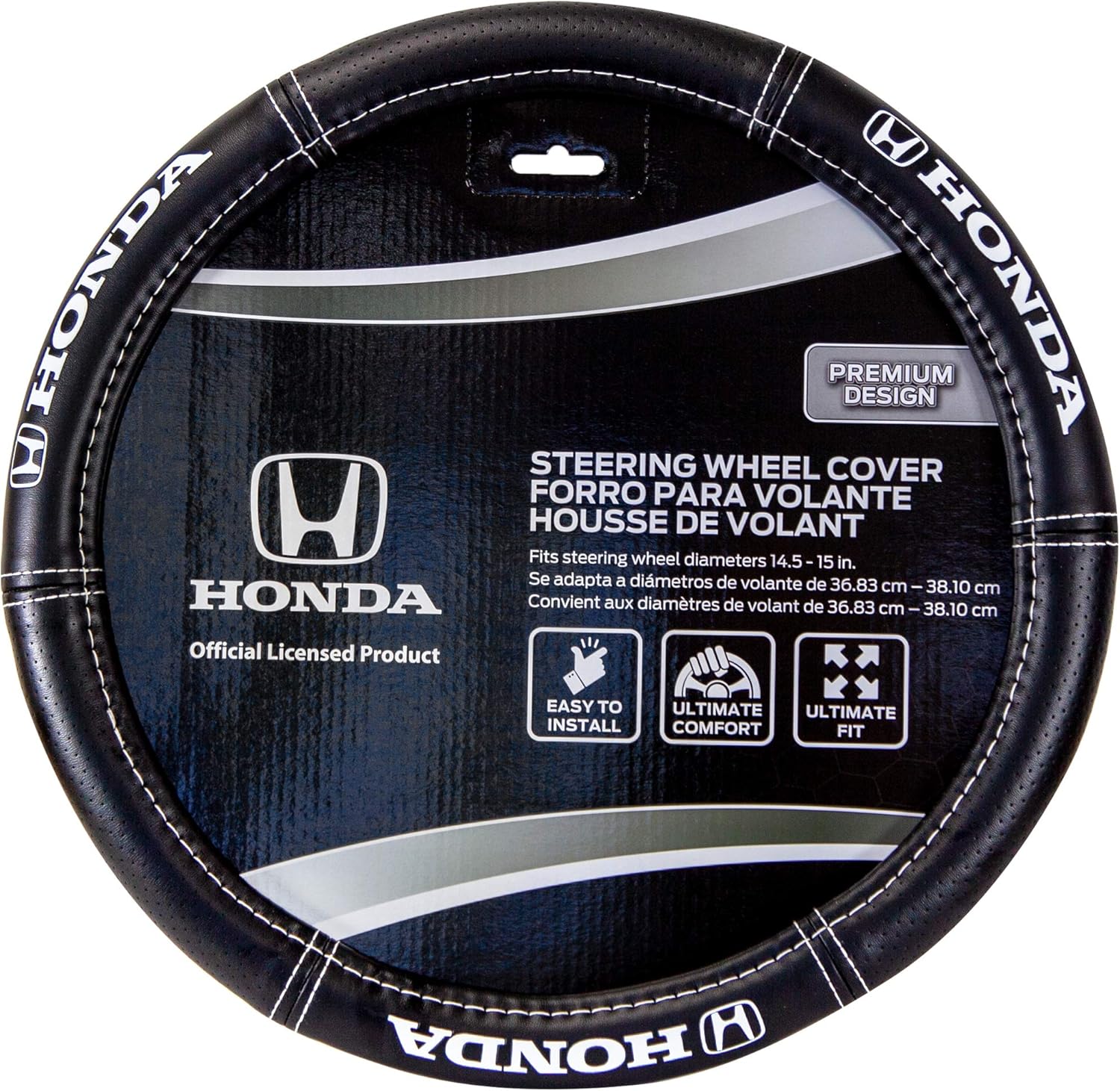 Plasticolor 006705R01 Replacement for Car Truck or SUV Steering Wheel Cover with Honda Logo Embrodired Logo High Contrast Stitching
