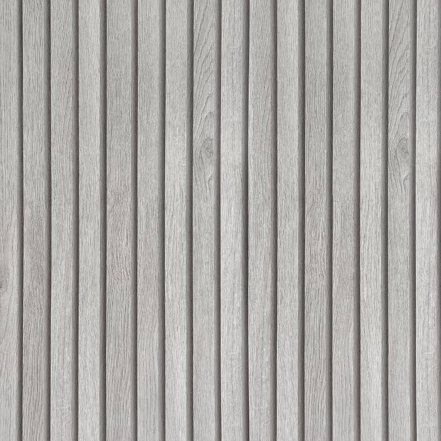 Shackcom Wood Slat Wallpaper 40 x 600cm, Removable Stick On Wood Panel Wallpaper Self Adhesive Contact Paper for Countertop Furniture Kitchen Wall Cabinet Shelf (Grey White)
