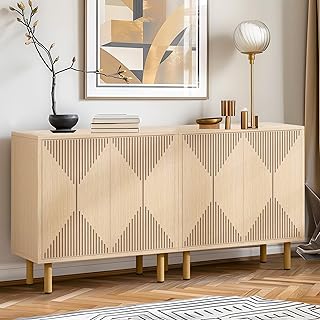 NicBex Modern Sideboard Cabinet,Large Buffet Storage Cabinet with Shelves, Accent Sideboard Buffet Cabinet for Living Room and Entryway,Set of 2,Walnut