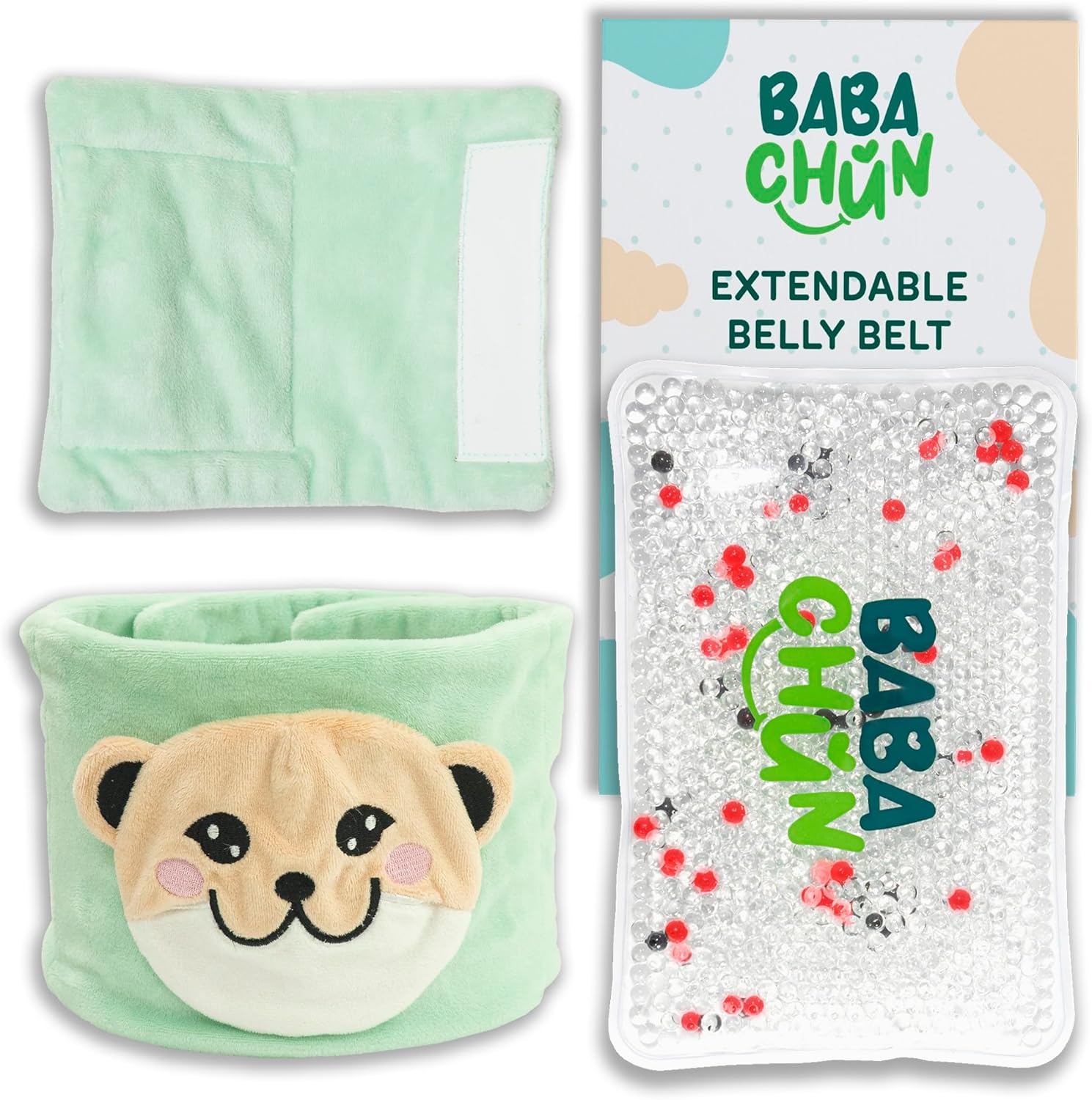 Extendable Belly Belt for Tummy Ache, Colic and Gas Relief – Hot and Cold Therapy – Heat Warning Safety Beads– for 2-Months-Old to 4-Years-Old