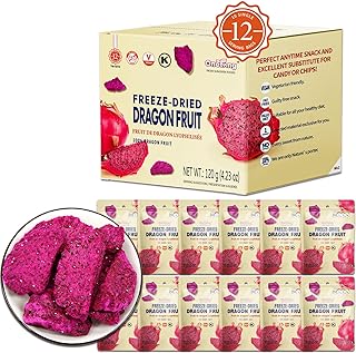 ONETANG Dried Dragon Fruit Chips (Pack of 12) for Drinks Refreshers, Healthy 1 Ingredient Superfood Snack, Crunchy Crisp, Dehydrated Dry Red Pitaya Pieces, Gluten Free Vegan 4.23 Oz