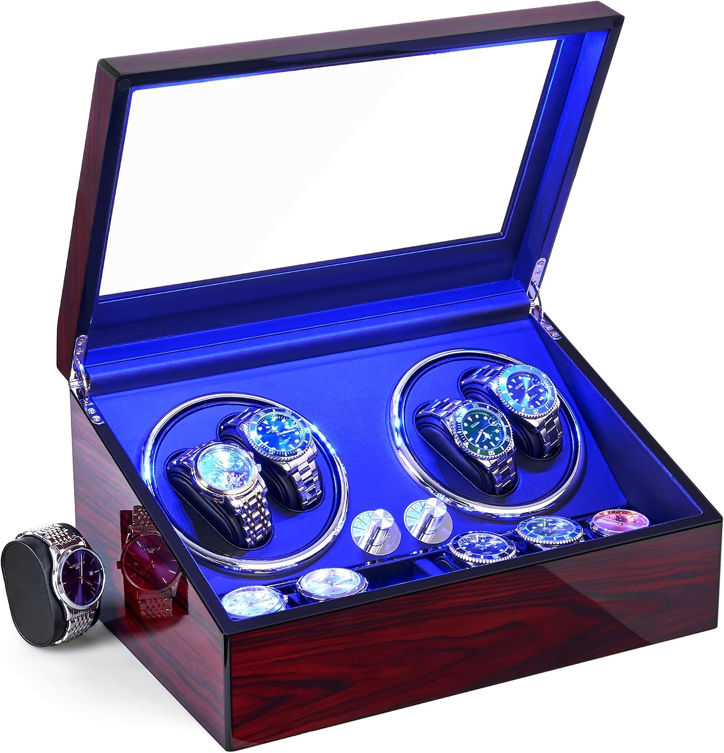 ANWBROAD Automatic Watch Winder for 4 Watches +6 Extra Watch Storage Space