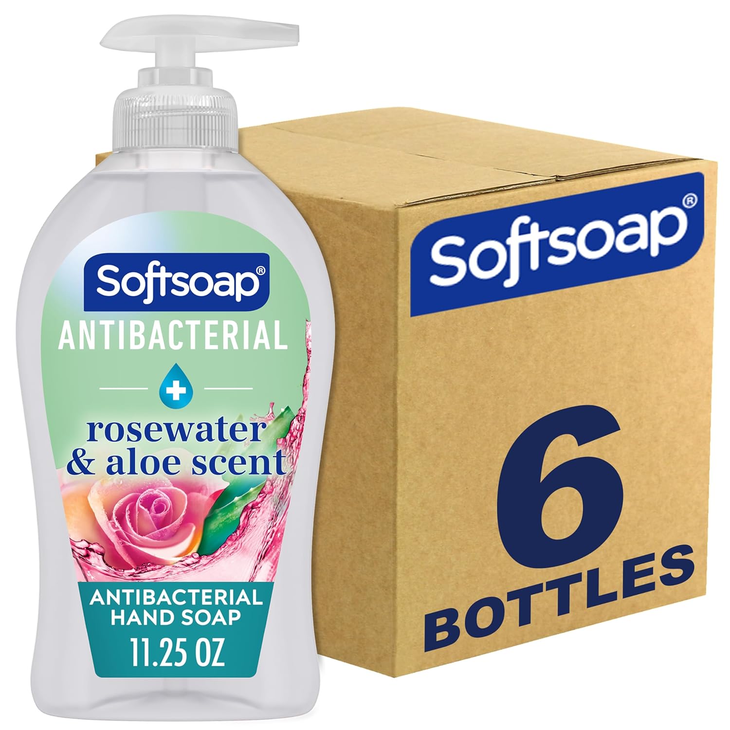 Softsoap Antibacterial Liquid Hand Soap, Sensitive Rosewater and Aloe scent Hand Soap, 11.25 Fl Oz (Pack of 6)