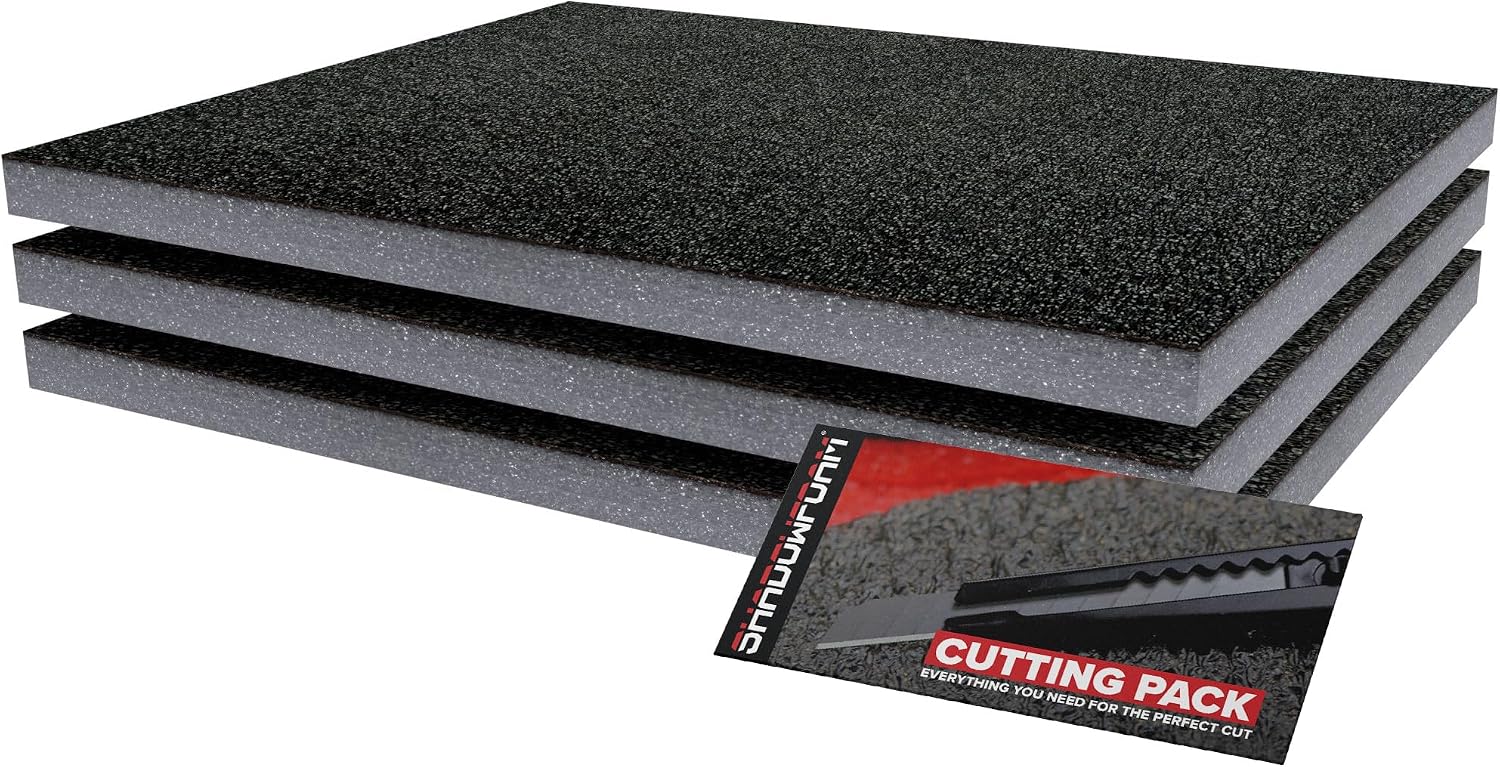 Shadow Foam Small Pack 3pcs – Foam Inserts Kit for Tool Box Organisation – 40 x 32cm DIY Cut & Peel Foam Sheets for Tool Boxes & Tool Storage Systems – Grey (30mm Depth)