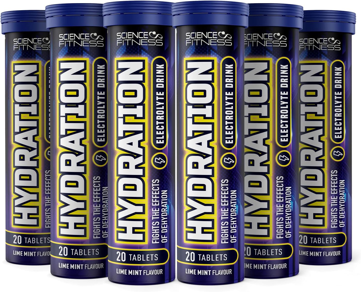 Hydration Tablets with Electrolytes by Science Fitness| Rehydration Effervescent with Electrolytes & Added Vitamins - 20 Tablets (6 Tubes)