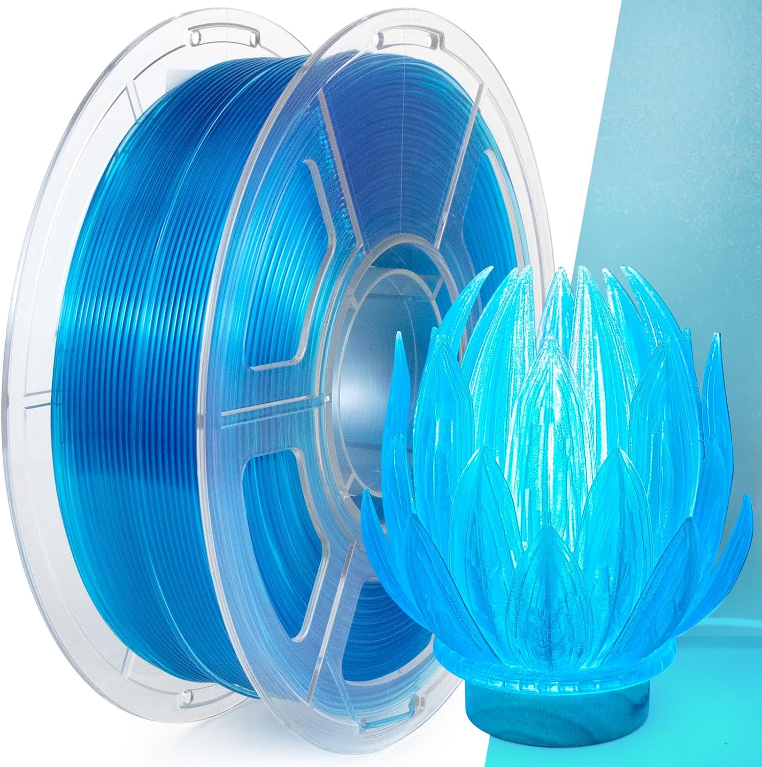 iSANMATE Rapid Clear PLA Filament 1.75mm, 3D Printer Filament Transparent Filament Sky Blue, Fast Printing Speed PLA, Dimensional Accuracy ±0.02mm, 1kg Spool