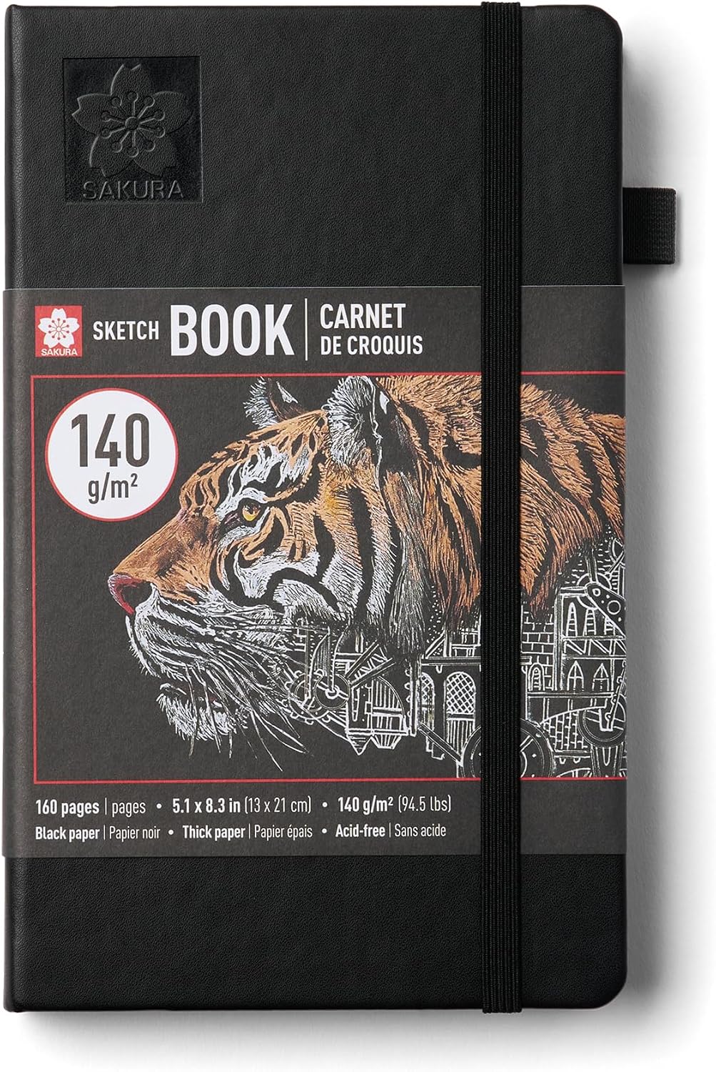 Sakura Sketchbook A5, 160 Pages, 5.1 x 8.3", Black Hardcover, Black Paper