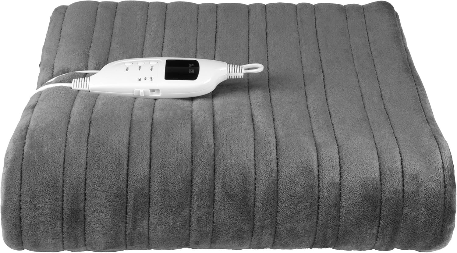 Kleeneze KL3738 Heated Blanket Throw – Electric Over Blanket, Soft Flannel Fleece, Remote Controlled, 9 Heat Settings, 1-9 Hour Timer, Machine Washable, Detachable Controller, 120W, 160 x 130cm, Grey