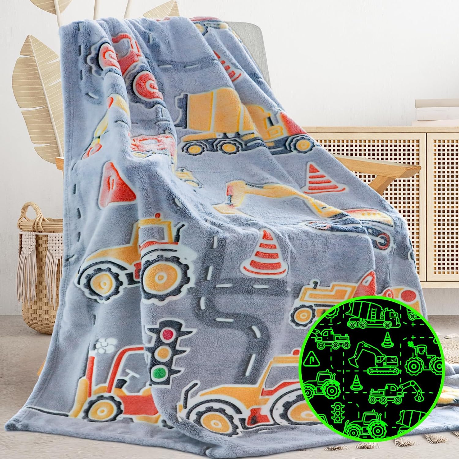 Truck Blanket Construction Toys Boys, Gifts for Boys Tractor Blanket