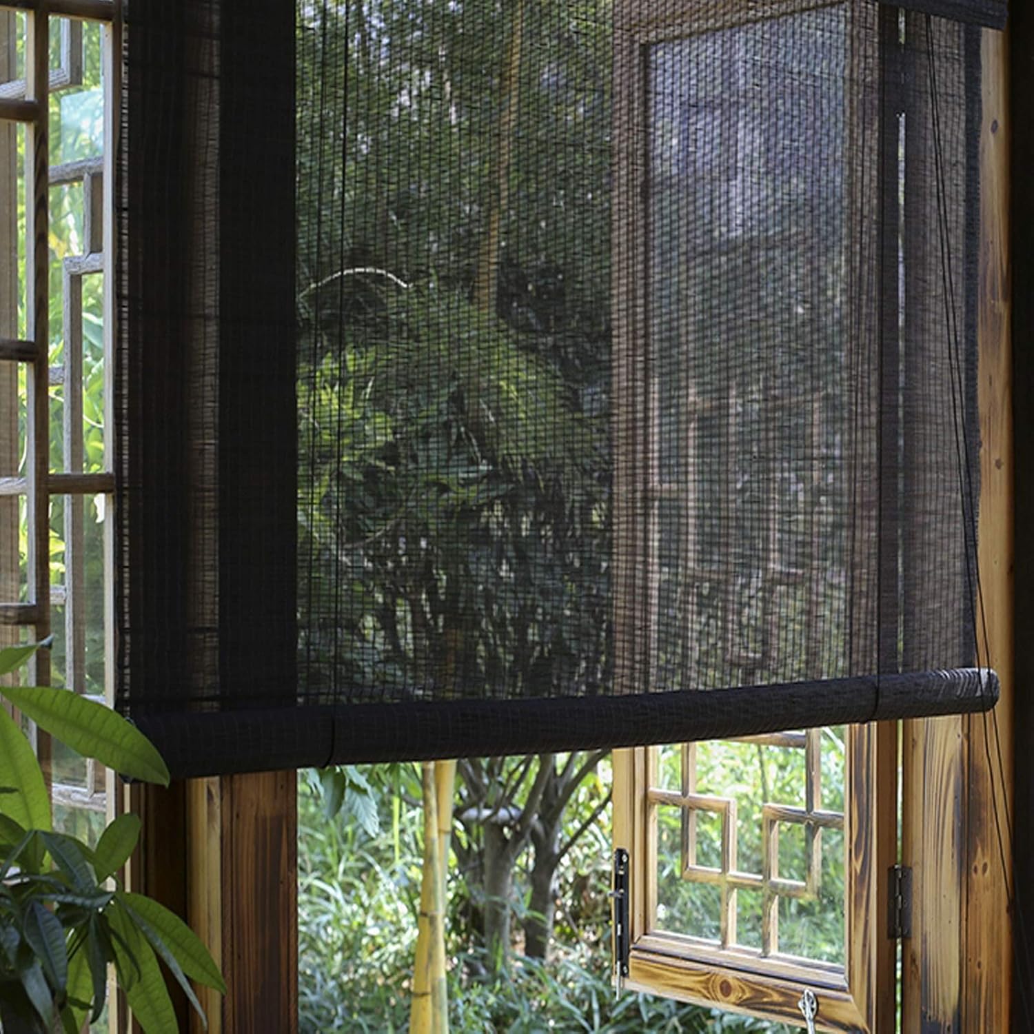 Handwoven Roll Up Blinds,?Privacy Bamboo Roller Blind,Bamboo Roman Shade,Home Decor Bamboo Roll Up Window Blind,50cm to 160cm Wide,for Balcony Tea Rooms,Customizable (160x280cm/63x110in)