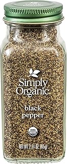 Simply Organic Ground Black Pepper, 2.31-Ounce Jar, Medium Ground Pepper, Certified Organic, Kosher, Potent Pepper Taste