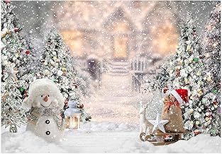 Allenjoy 7x5ft Winter Christmas Backdrop for Photography Snowman Pine Tree Snowflake Portrait White Background Newborn 1st Birthday Children Baby Shower Party Decorations Photo Shoot Props Supplies
