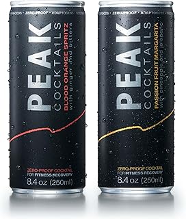 Peak Cocktails - Non-Alcoholic Fitness Drink | Adaptogens, Nootropics, Superfoods for Exercise Recovery, Relaxation, & Sleep | Ashwaganda, Tart Cherry, Curcumin, L-Theanine | 8.4 ounce (Variety Pack,