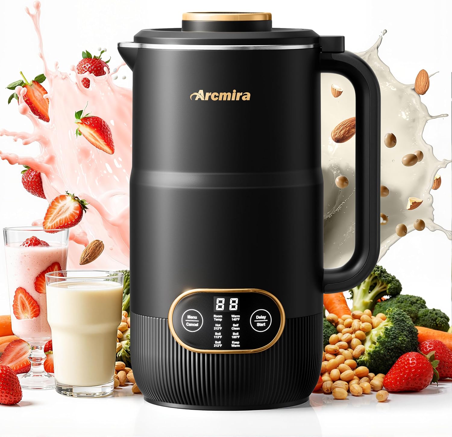 Arcmira 8 in 1 Nut Milk Maker Machine, 35oz Soy Milk Maker with 8 Blades