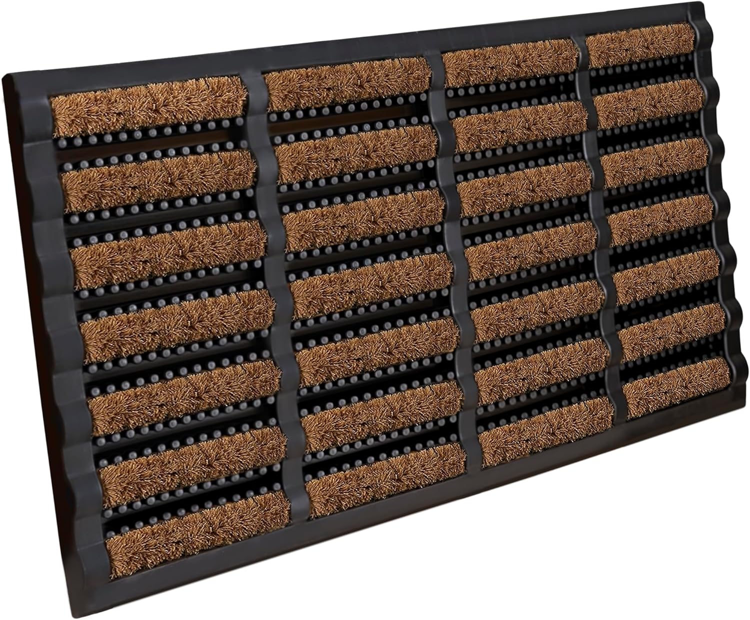 BLADO Tuff Scrape Outdoor Door Mat - Non Slip Rubber Backing Dirt Removal Natural Coir Matting - Large Heavy Duty Highly Absorbent Washable Floor Mat for Home, Office & Garden (1, 60 x 40 cm)