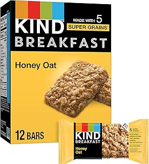 KIND Breakfast, Healthy Snack Bar, Honey Oat, Gluten Free Breakfast Bars, 100% Whole Grains, 1.76 OZ Packs (6 Count)