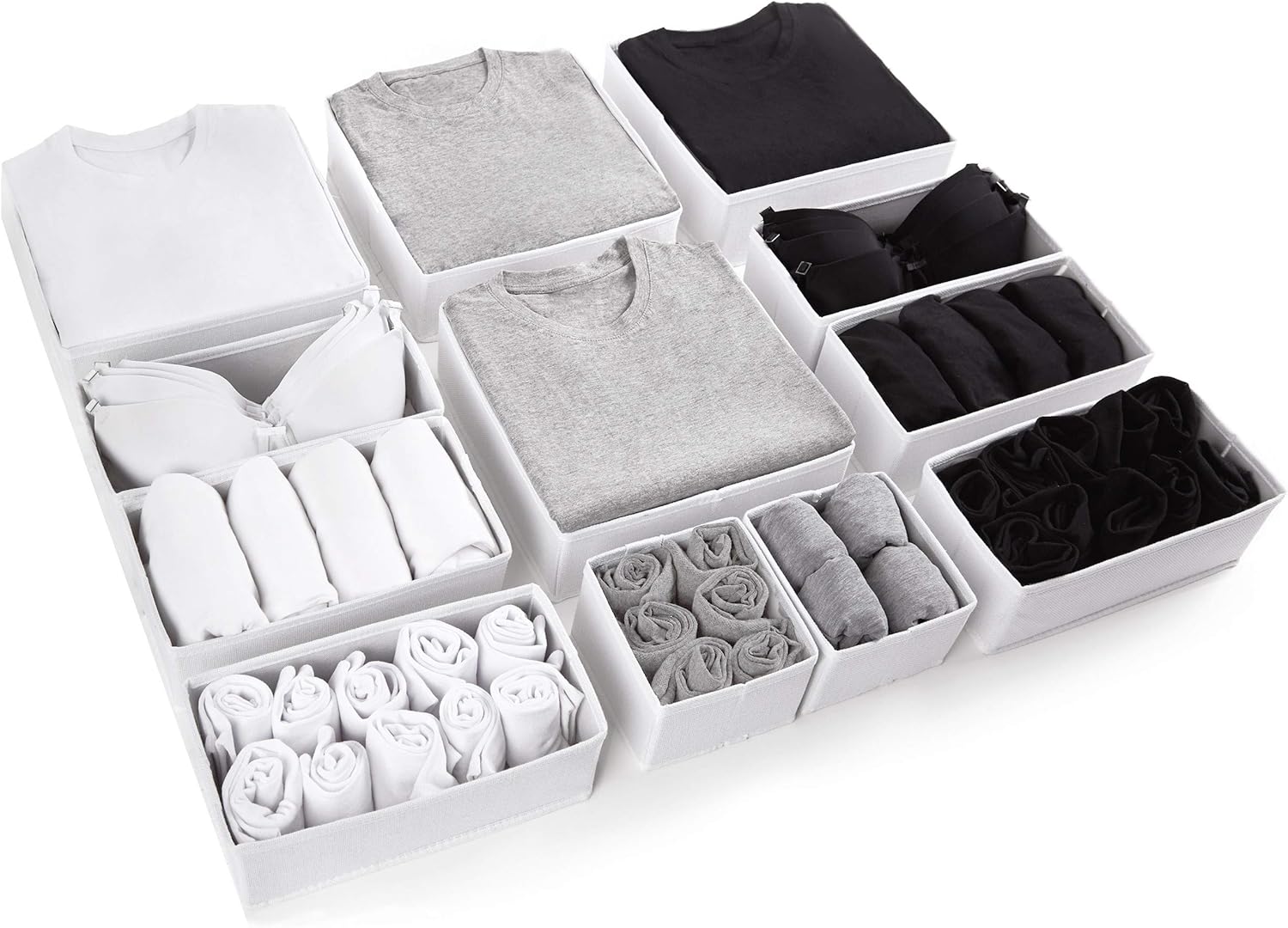 Eco Home Store 12pcs White Large Drawer Organizers Bedroom Wardrobe Organizer