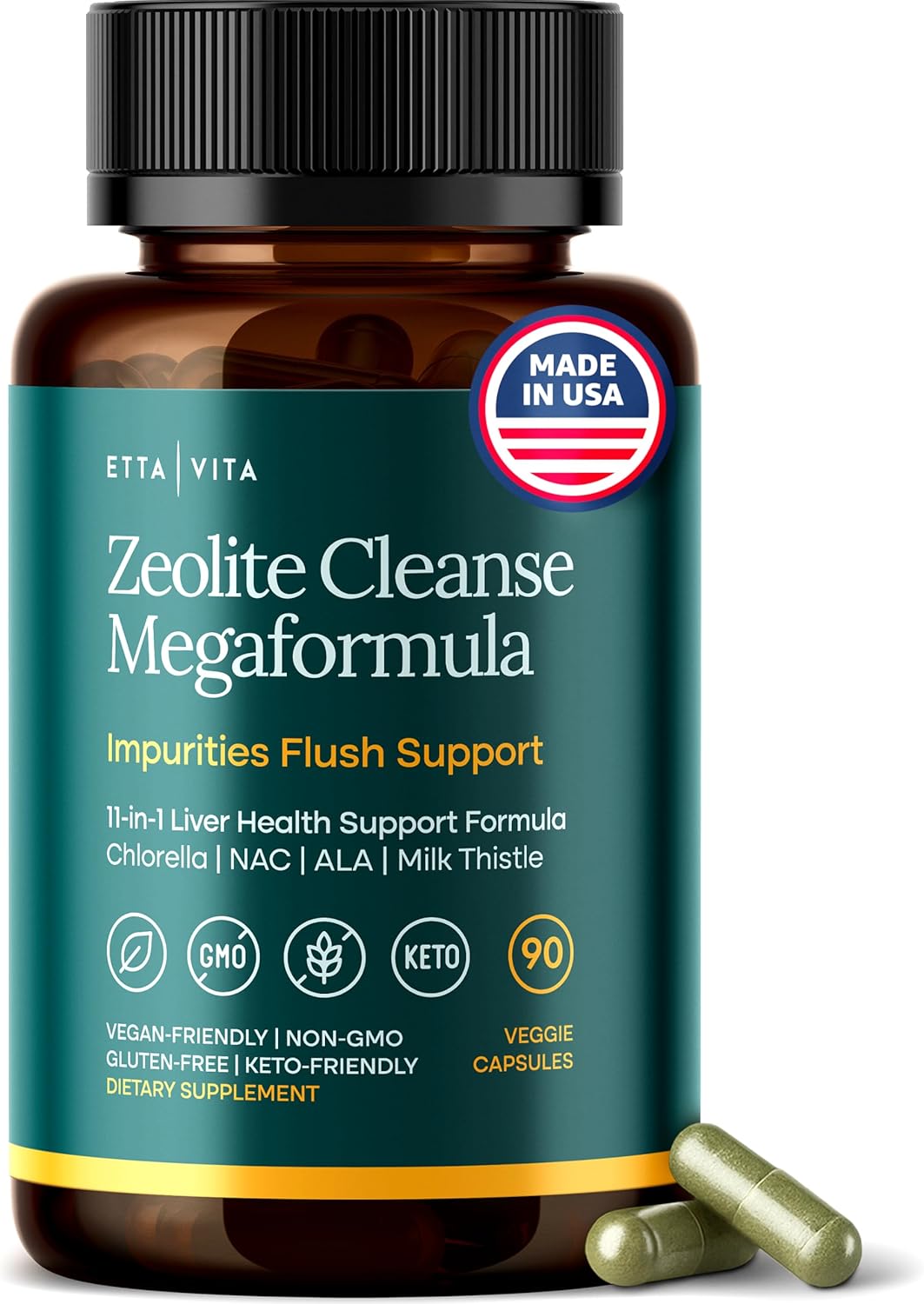 Liver Cleanse Detox & Repair for Heavy Metal Detox, Gut Health, and Energy - Zeolite for Adults with Glutathione, NAC, Chlorella, Spirulina, ALA, Cilantro, Milk Thistle & Shilajit, Vegan, keto, 90ct